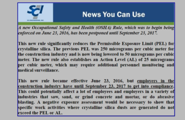 SCI News You Can Use: New OSHA Rule Enforcement Date Postponed